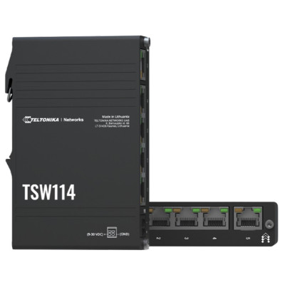 Teltonika TSW114 5-Port Unmanaged Gigabit Switch with rugged slim aluminum housing